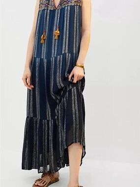 Anthropologie VERB by Palavi Bohemian embroidery Maxi Dress S